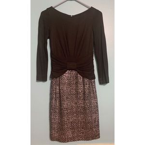 ETCETERA |  Black/Grey 2 Tone Bow Front Wool Dress